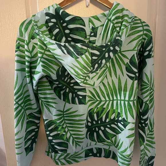 Green Leaf Print Hoodie - Picture 2 of 3